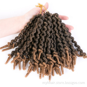 8 inch 15 Roots Synthetic Braiding Hair Extensions Ombre color Black Brown Crochet Hair Curly Pre-twisted Braids